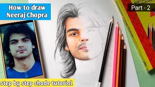 How to draw portrait using Camlin triangular colour pencil  Neeraj chopra drawing  Part  2 [upl. by Irtemed706]