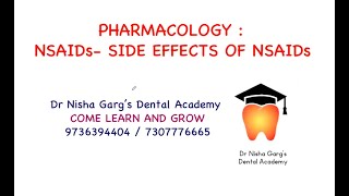 NSAIDS SIDE EFFECTS  DR NISHA GARGS DENTAL ACADEMY [upl. by Teyugn757]