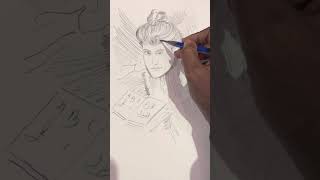 New drawing portrait girl 🧒 drawingshortvideoartSketch… [upl. by Cudlip]