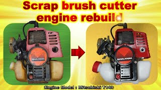 Brushcutter engine rebuild Mitsubishi T140 SNAPPER 240 Kaaz V25 Maruyama MB2400M Husqvarna 25R [upl. by Ajroj]