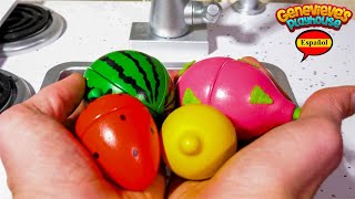 ¡Aprenda nombres de frutas y verduras para niños con Toy Kitchen Cooking Party [upl. by Rosio188]