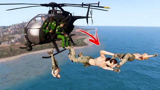 🔴TRAGIC  Ukrainian female soldier almost thrown from helicopter by Russian general  ARMA 3 [upl. by Aielam]