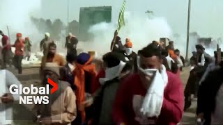 India farmer protests turn violent as talks with government fail [upl. by Naihtniroc594]