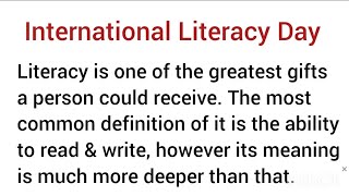 International Literacy Day 8 May 2024  English Essay Paragraph and Speech  Learn2day [upl. by Philipson805]