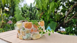 DIY cement pots  Succulent plant pot  Cactus plant pot [upl. by Lihp17]