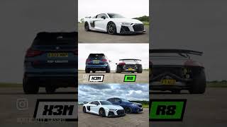 Which one sounds better⁉️ X3M Comp OR Audi Twin turbo R8 r8 audi bmw x3m [upl. by Aeneus58]