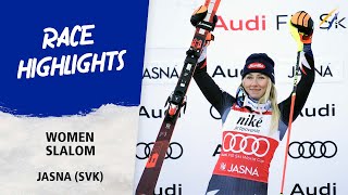 Shiffrin wins Slalom in Jasna to earn her 150th career podium  Audi FIS Alpine World Cup 2324 [upl. by Aitahs580]