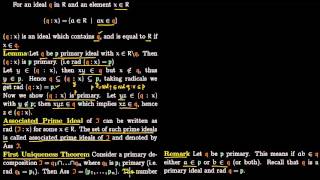 First Uniqueness Theorem primary decompostion [upl. by Htebilil]