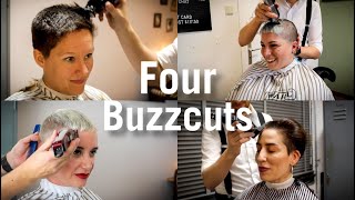 BUZZCUTS 4 Completely different super short hairstyles in one video [upl. by Yelserp732]