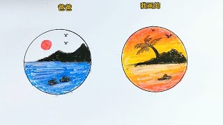 How to draw landscape painting and color it Drawing tutorial for beginners Learn to draw [upl. by Ydieh993]