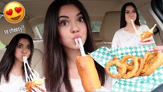 Fried Cheese amp Onion Rings Fair Food Mukbang [upl. by Ellerahc]