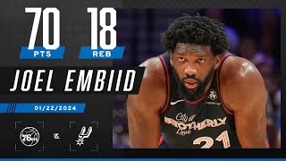 JOEL EMBIID DROPS A CAREERHIGH RECORDBREAKING 70PIECE 😱  NBA on ESPN [upl. by Esimaj895]