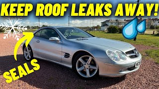 Mercedes SL R230 Prevent roof water leaks by treating the seals Winter convertible maintenance [upl. by Norrv]