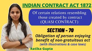 Quasi Contract  Of certain relations resembling those created by contract  Sec70 Contract Act [upl. by Nguyen216]