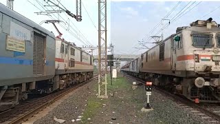 😱🔥😈 Beautiful Full Speed Same Time To SF Express Train Crossing Different Livery LGD Wap7 amp BL Wap7 [upl. by Greenebaum]