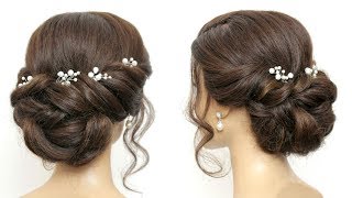 Easy Twisted Updo Bridal Hairstyle For Long And Medium Hair [upl. by Aerua]