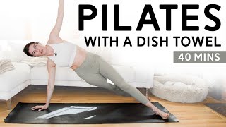 Mat Pilates with a Dish Towel 40 Mins  Lots of Inner Thigh amp Obliques AtHome Pilates Workout [upl. by Loreen]