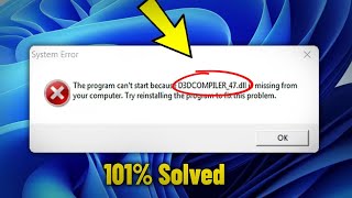 D3DCOMPILER47dll is Missing  Not Found in Windows 111087  How To Fix Error D3DCompiler 47 dll [upl. by Nameerf]