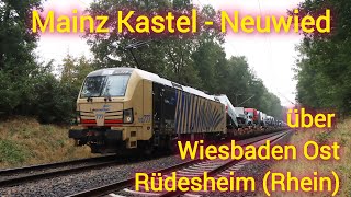 Von Mainz  Kastel nach Neuwied über Wiesbaden Ost und Rüdesheim am Rhein [upl. by Vaish]