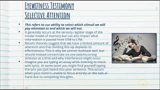 Eyewitness Testimonies  Cognitive Psychology  Stage 1 Psychology [upl. by Horowitz698]