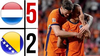 ⚪ Netherlands Bosnia herzegovina Highlights uefa nations league  Joshua Zirkzee GoalGakpo simons [upl. by Ellyn642]