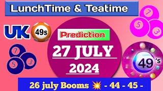 Uk49s double predictions for today 270724  today uk49s lunchtime prediction [upl. by Darn]