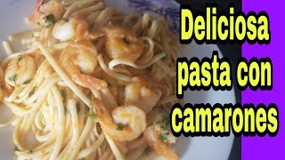 pasta con camarones la mejor receta [upl. by Annahtur215]