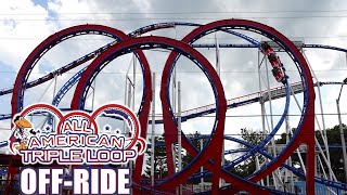 AllAmerican Triple Loop OffRide Footage Indiana Beach Schwarzkopf Looping Coaster  NonCopyright [upl. by Nidia]