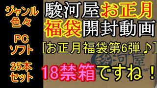 駿河屋 2018年お正月福袋 開封動画 第6弾♪ ジャンル色々PCソフト25本セット「18禁箱ですね！」 [upl. by Calandria]