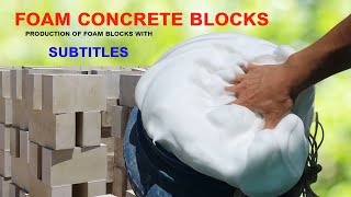 Amazing process of making foam concrete blocks  production of foam blocks with subtitles [upl. by Tibbetts]