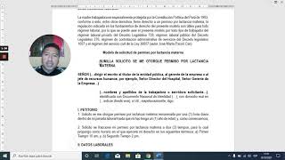 MODELO DE SOLICITUD DE PERMISO POR LACTANCIA MATERNA [upl. by Sikram133]