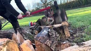 Splitting seasoned logs for winter 24’ [upl. by Tager]