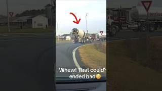 Concrete truck almost collides into GAS TANKER concrete wtfmoment [upl. by Etnuaed811]