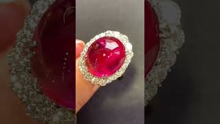 Luxury 15ct Natural Rubellite Tourmaline Ring with Diamonds Unique Design Gift for Her [upl. by Blood829]