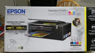 Unboxing New Epson ET2650 EcoTank Inkjet Printer [upl. by Aerdnaeel653]