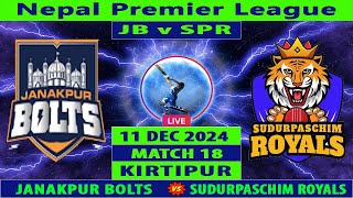 Janakpur Bolts vs Sudurpaschim Royals  JB vs SPR  Nepal Premier League 2024  Cricket Info Live [upl. by Neeruan]