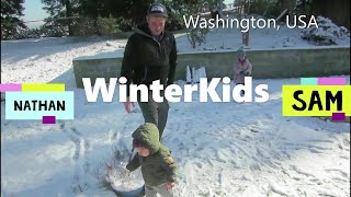 WinterKids SAM and NATHAN active outside during winter [upl. by Enileoj]