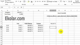 Excel Finans Anüite Hesaplama  Dönem Sonu Anüitelerin Gelecek Değeri  Annuities [upl. by Intyrb943]