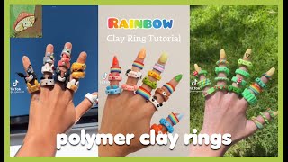 1 🍄 polymer clay rings  claytok 🐸 aesthetic tiktok compilation [upl. by Aip]