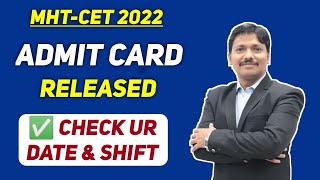 PCM ADMIT CARD RELEASED  MHTCET 2022 [upl. by Yramesor]