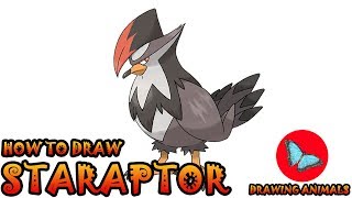 How To Draw Staraptor Pokemon  Coloring and Drawing For Kids [upl. by Otsirc]