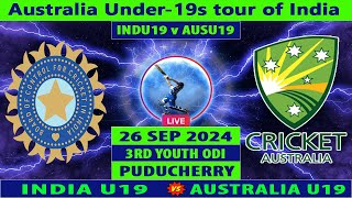 India U19 vs Australia U19  IND U19 vs AUS U19  3rd Youth ODI of Australia Under19s tour of India [upl. by Hannasus]