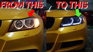 Cheapest BMW E90E91 Headlights that actually look good and function properly [upl. by Anauqahc]