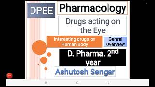 Drugs Acting on the Eye lecture 1 Pharmacology for DPharma 2nd year  D Pharmacy exit exam dpee [upl. by Jensen760]