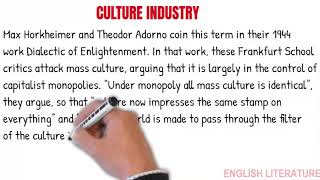 CULTURE INDUSTRY  Max Horkheimer  Theodor Adorno [upl. by Doughman]