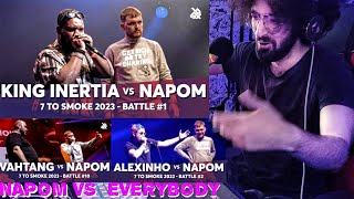 NaPoM 🇺🇸 is battling KING INERTIA 🇺🇸 Alexinho 🇫🇷 VAHTANG 🇷🇺  GBB23  7 TO SMOKE  Makan Reaction [upl. by Mayeda]