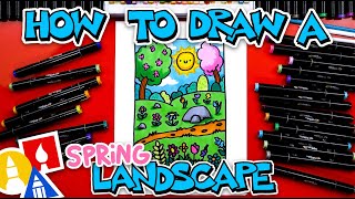 How To Draw A Spring Landscape [upl. by Simaj26]