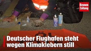 Klimaprotest legt Flughafen KölnBonn lahm Aktivisten kleben sich fest [upl. by Ailhad]