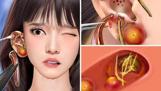 ASMR Ear Cleaning Leech Removal amp Ear Acne Treatment with Soothing Sounds  Cleaning Animation [upl. by Agni]