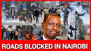 Total shutdown Nairobi GENZ storms Nairobi chanting kufa makanga kufa dereva Ruto must go chants [upl. by Schacker]